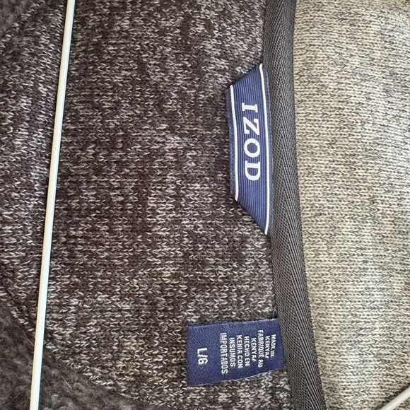 Izod Sweatshirt Men's Large Gray Quarter Zip Pullover Sweater Casualwear - Picture 4 of 5